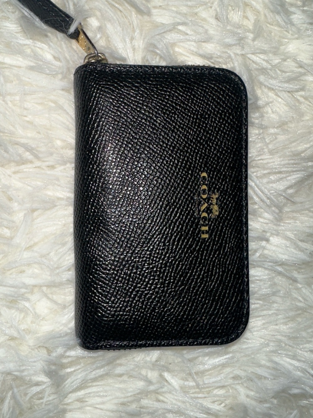 Vintage Leather Coach Black Zip-Around Coin Wallet Credit Cardholder Zipper